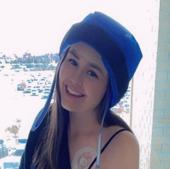 Erin wearing a Penguin Cold Cap